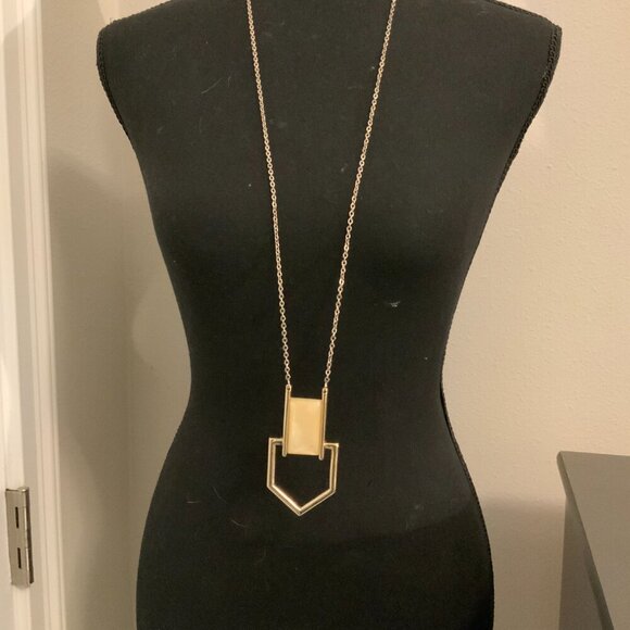 White House Black Market Gold Tone Yellow Enamel Pendant Long Chain Necklace - Picture 3 of 7